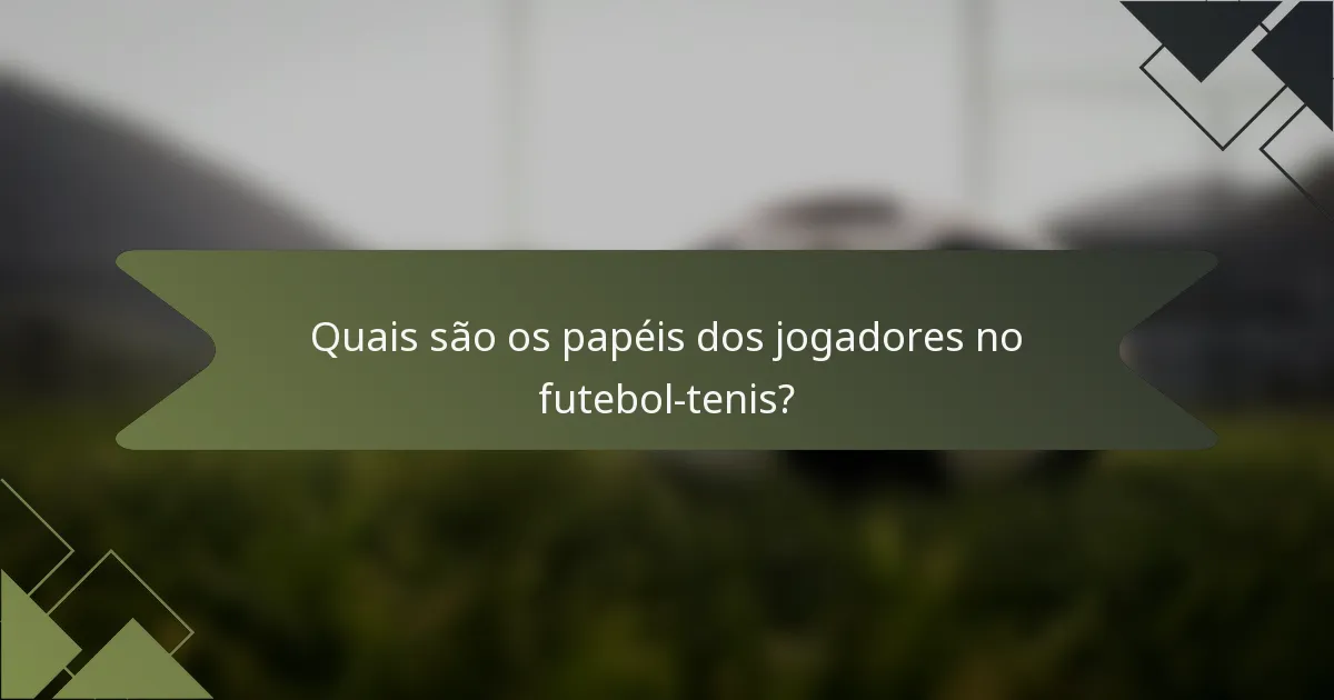 Quais são os papéis dos jogadores no futebol-tenis?